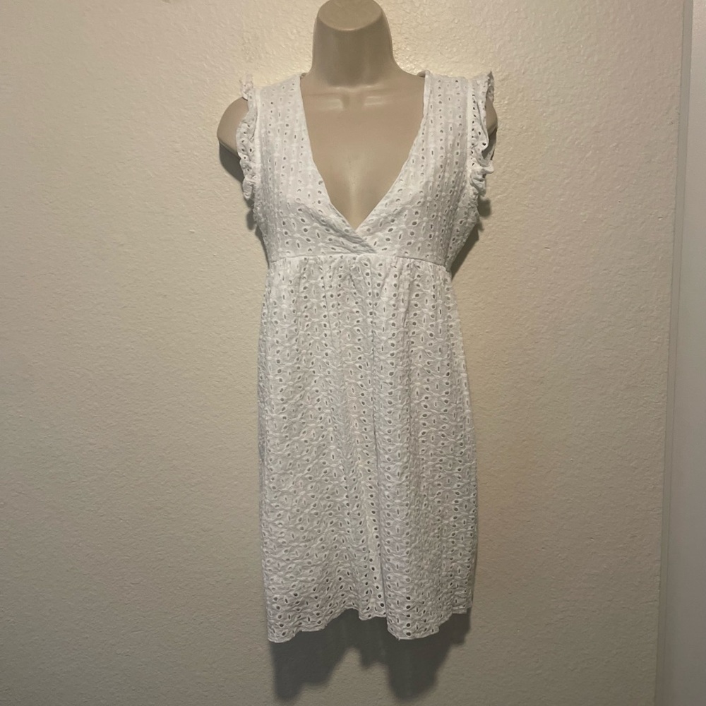 White Eyelet Sleeveless Dress